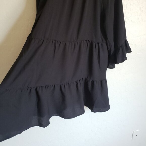 Show Me Your Mumu Viola Tiered Mini Dress Black Flounce Sleeve Women's Large NEW - Picture 8 of 11
